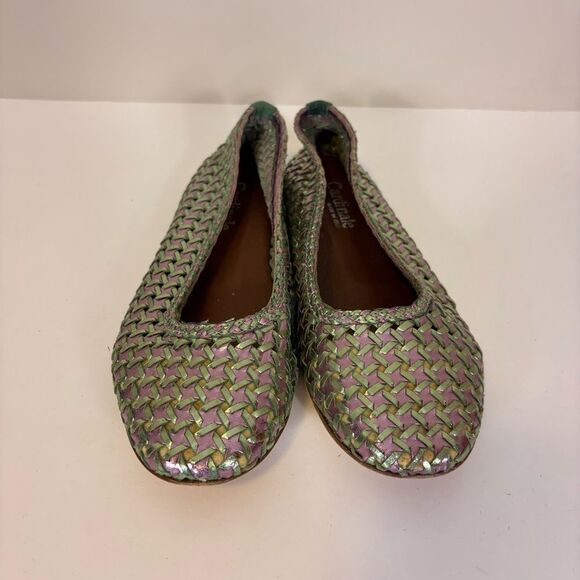 Cardinale Women's Green & Purple Iridescent Leather Woven Flats Size 9 - Picture 6 of 9